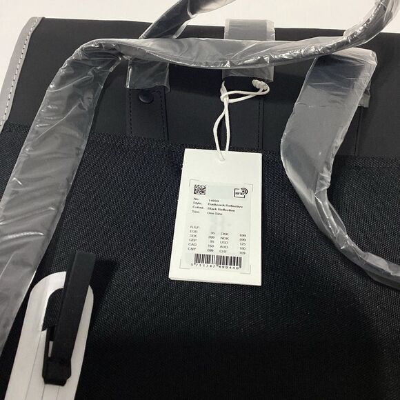 Rains Brand Black Reflective Waterproof Backpack Bag New - Picture 5 of 16